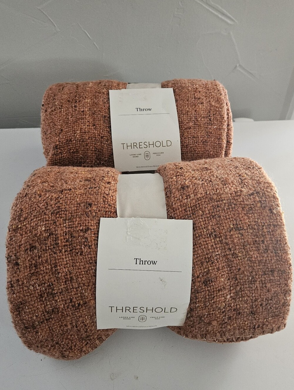 Threshold Marled Boucle Textured Cozy Throw Blankets (2) Matching BNWT 50x60